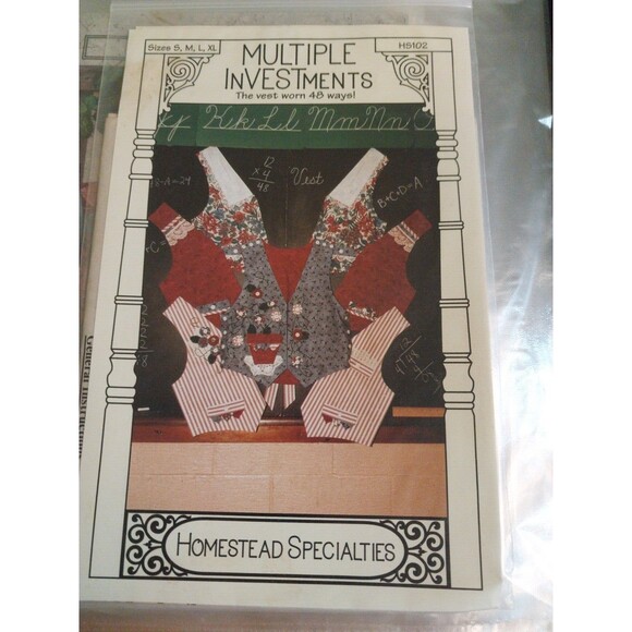 HOMESTEAD SPECIALTIES PATTERN MULTIPLE INVESTMENTS THE VEST WORN 48 WAYS UNCUT - Picture 1 of 2